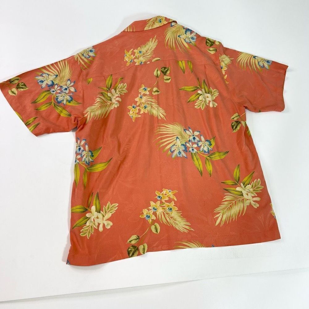 Tommy Bahama Silk Hawaiian Button Up Shirt Mens XL Pink Floral Short Sleeves - Picture 7 of 8